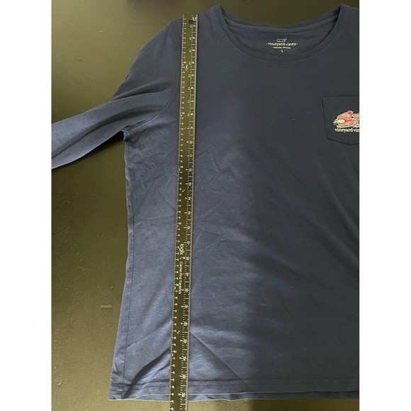 Vineyard Vines Snowboard Whale Long-Sleeve Pocket Tee Navy Blue Large‎ - Picture 8 of 11